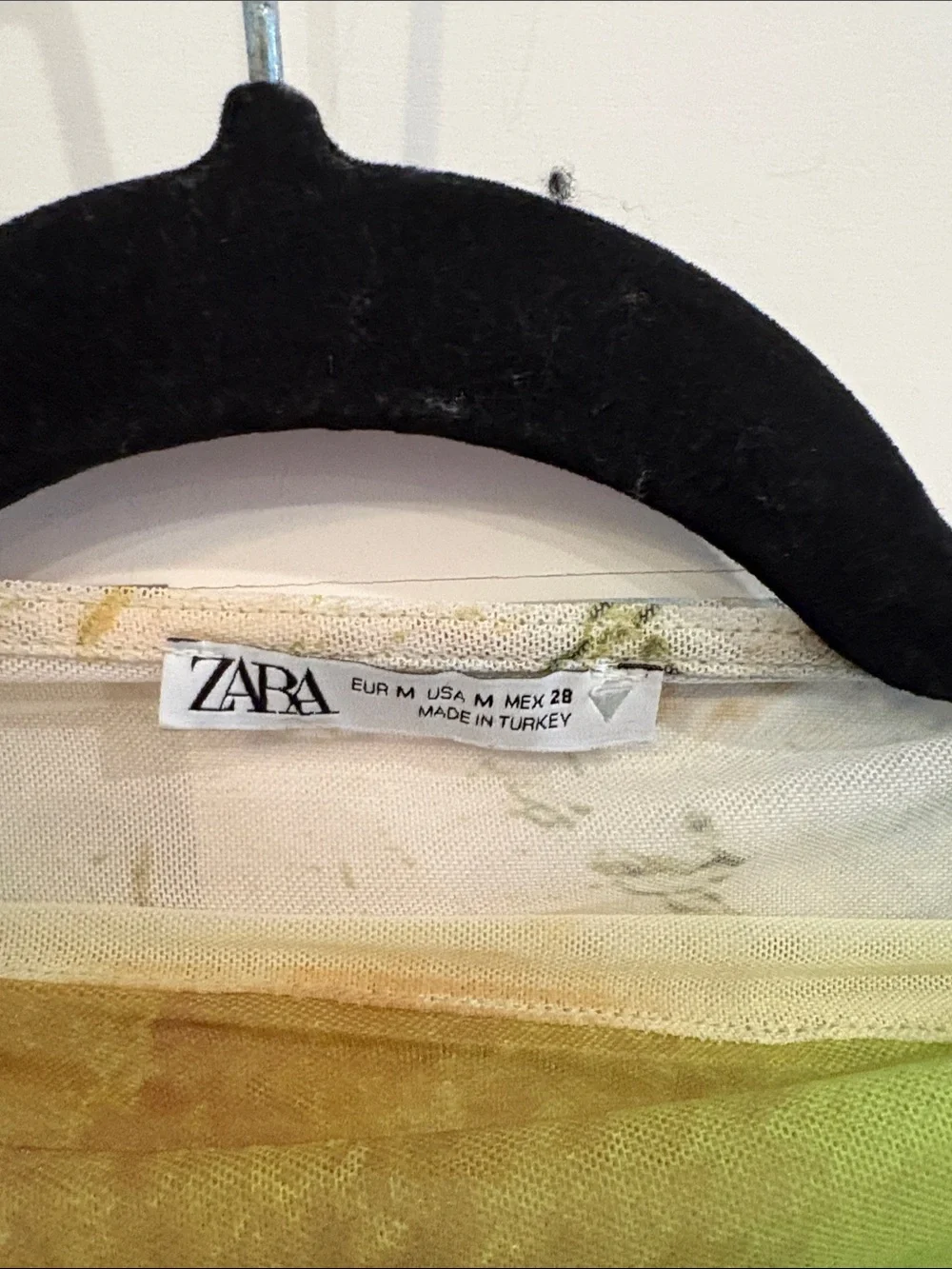 Zara Yellow-Green Sheer Abstract Draped Top - Picture 2 of 3